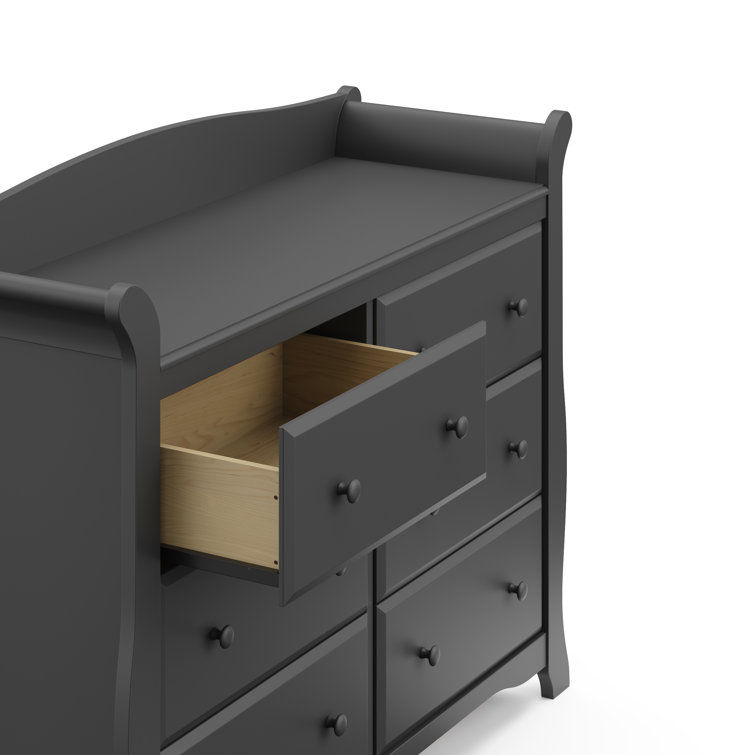 Gray Double Nursery Dresser with Six Drawers