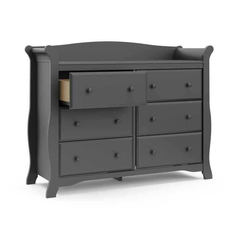 Gray Double Nursery Dresser with Six Drawers