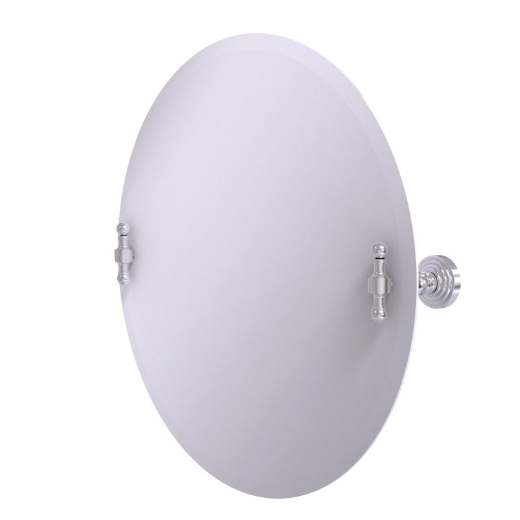 22" Round Frameless Satin Chrome Wall Mirror