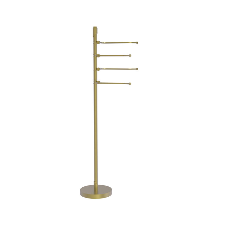 Satin Brass 9" Towel Bar Stand with 4 Pivoting Arms