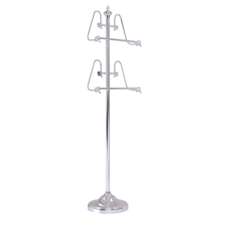 Polished Nickel Freestanding Towel Stand with Dual Arms