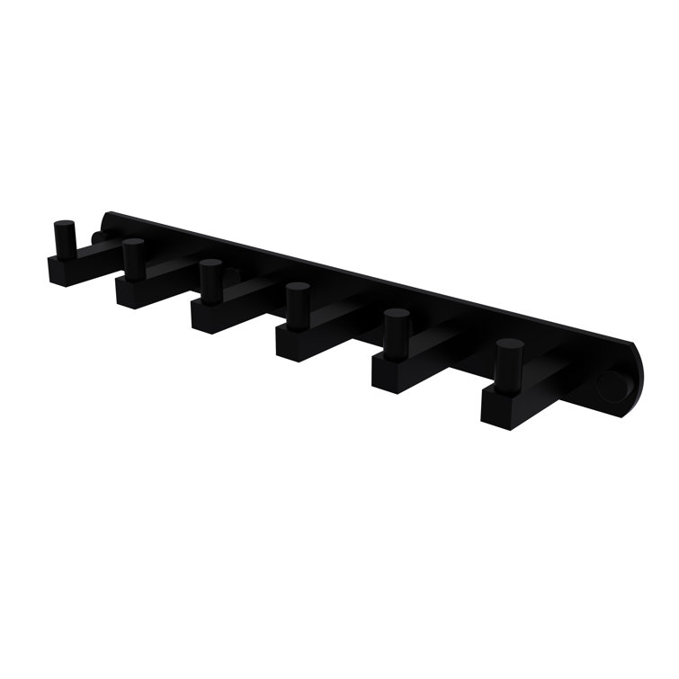 Matte Black Solid Brass 6-Position Wall Mounted Hook Rack