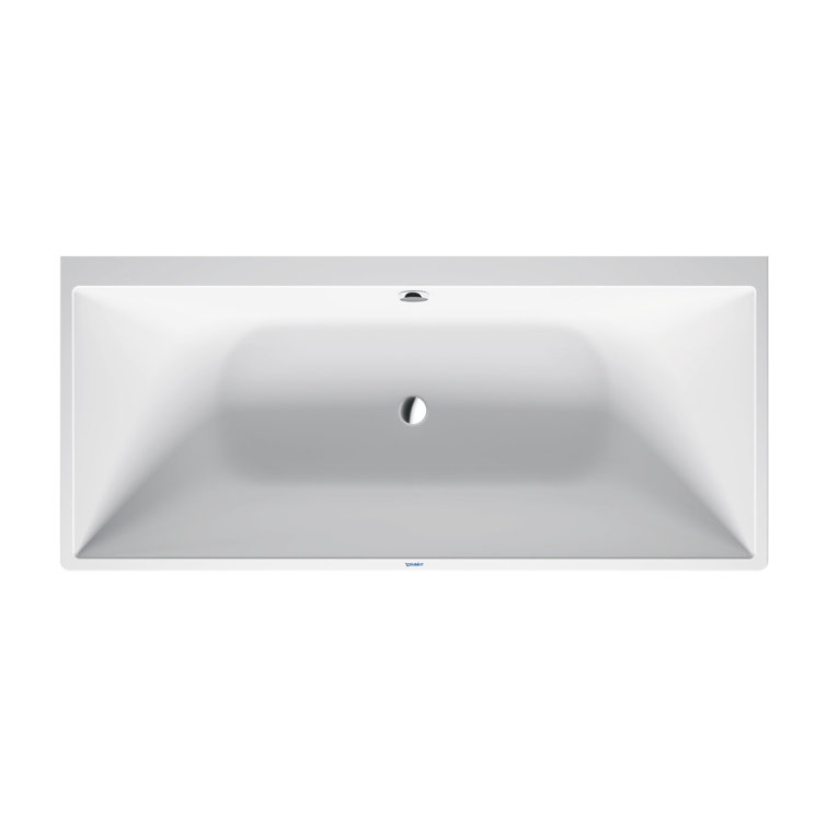 71" White Ceramic Rectangular Soaking Bathtub