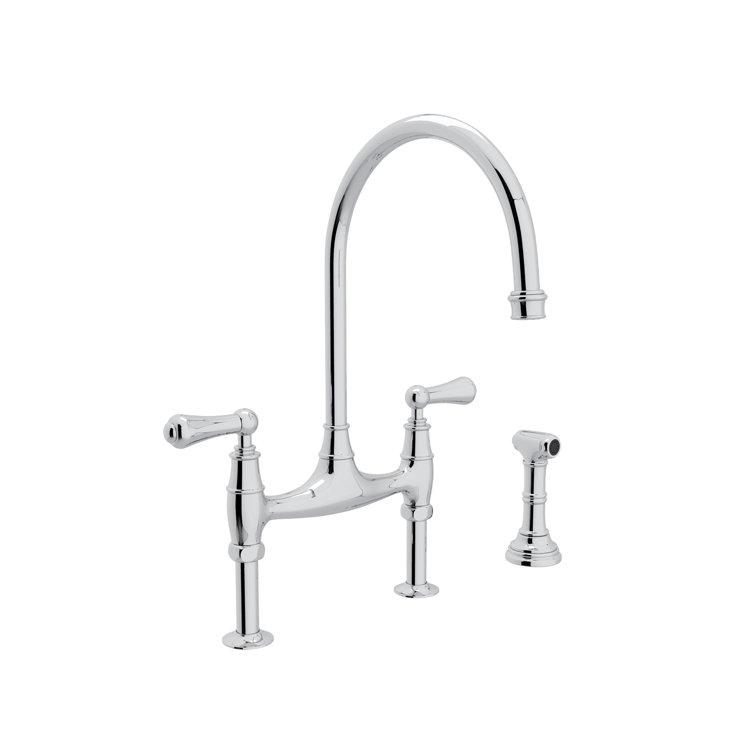 Polished Nickel Traditional Deck Mounted Kitchen Faucet with Side Spray