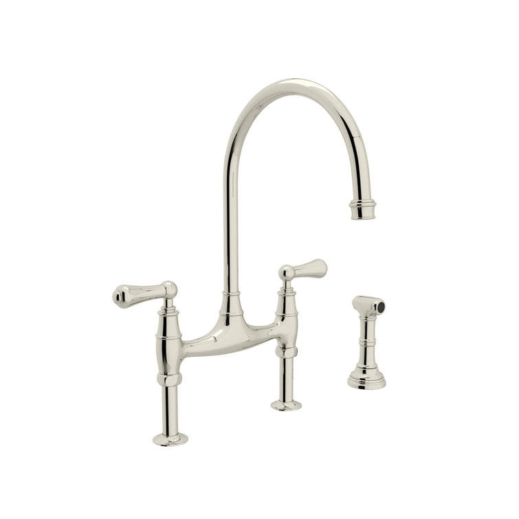 Polished Nickel Traditional Deck Mounted Kitchen Faucet with Side Spray