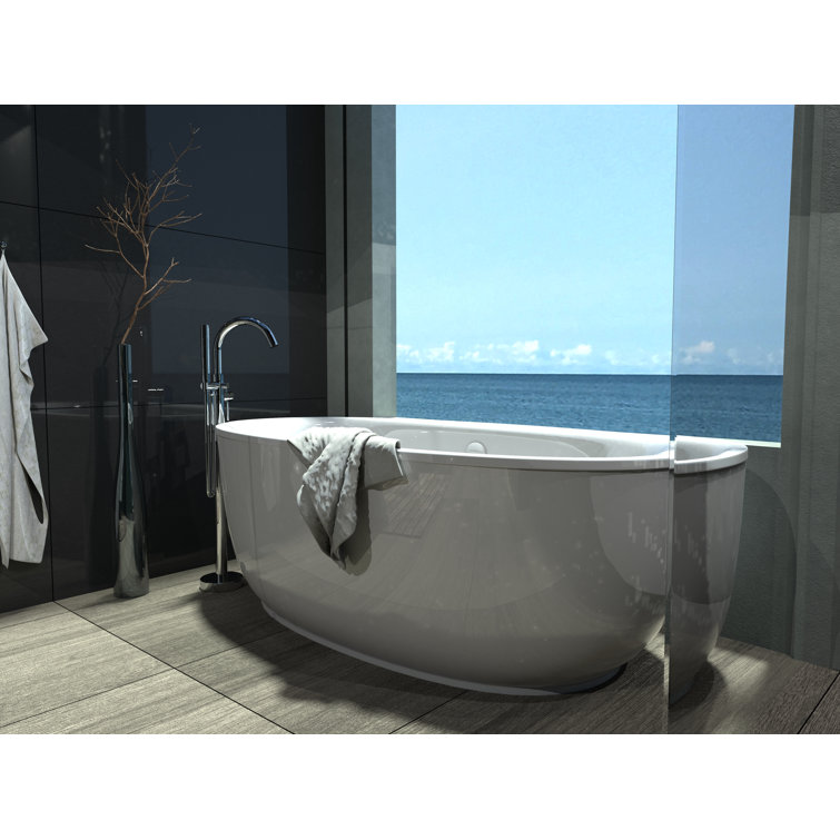 Polished Chrome Freestanding Tub Filler with Handheld Shower