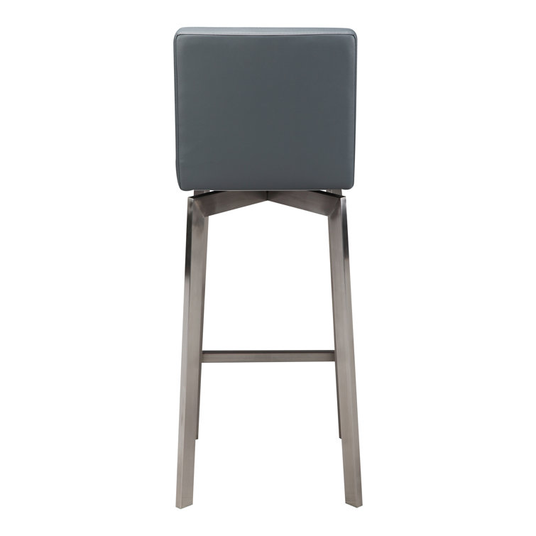 White Faux Leather Swivel Bar Stool with Stainless Steel Frame