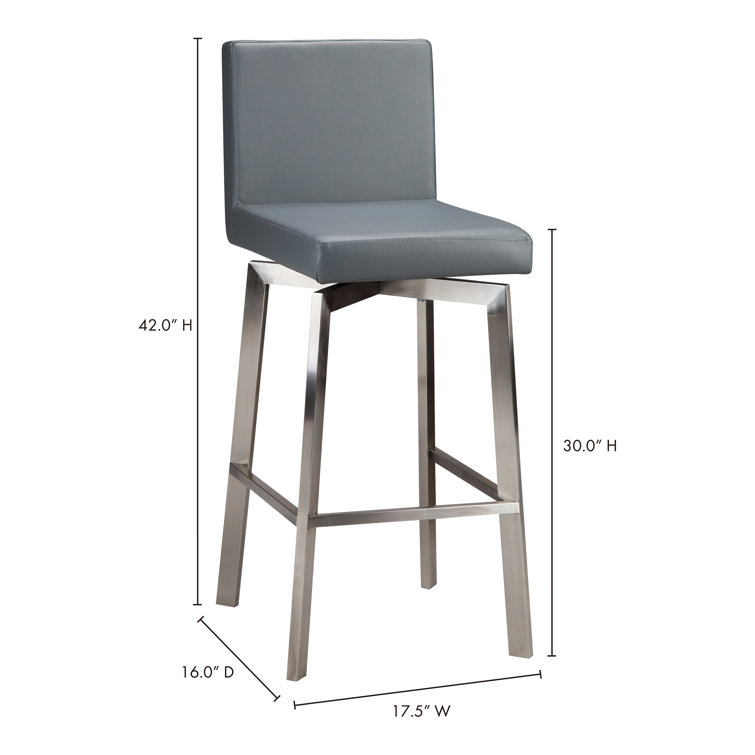 White Faux Leather Swivel Bar Stool with Stainless Steel Frame