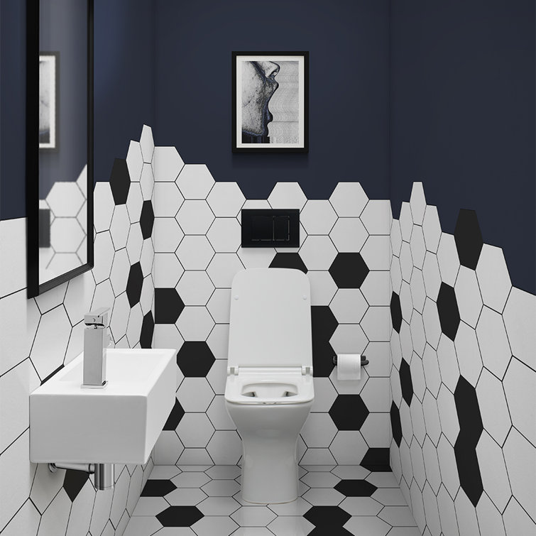 Glossy White Rectangular Ceramic Wall-Mount Sink with Left Faucet