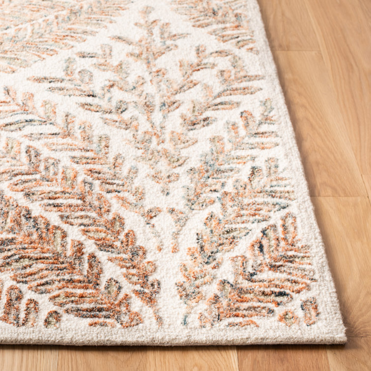 Ivory and Brown Hand-Tufted Wool Square Area Rug