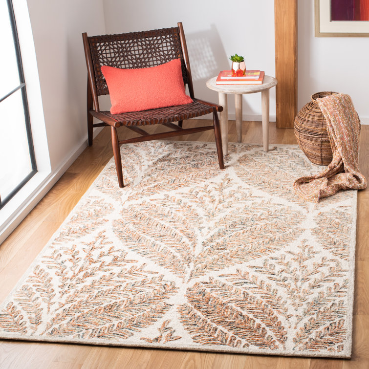 Elegante Ivory & Brown Hand-Tufted Wool Square Rug