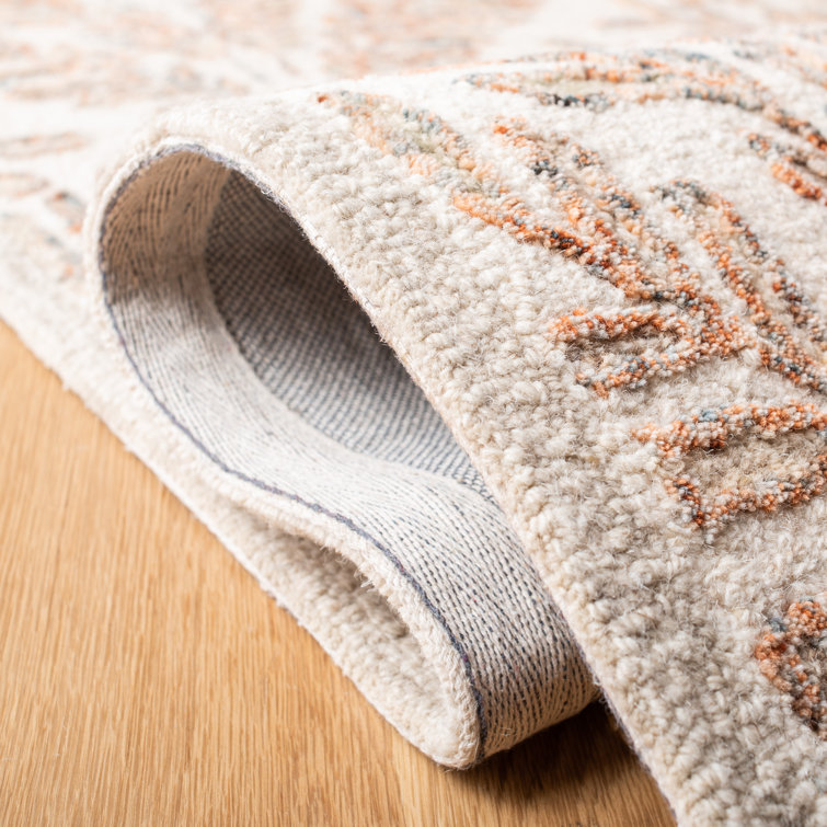 Ivory and Brown Hand-Tufted Wool Square Area Rug