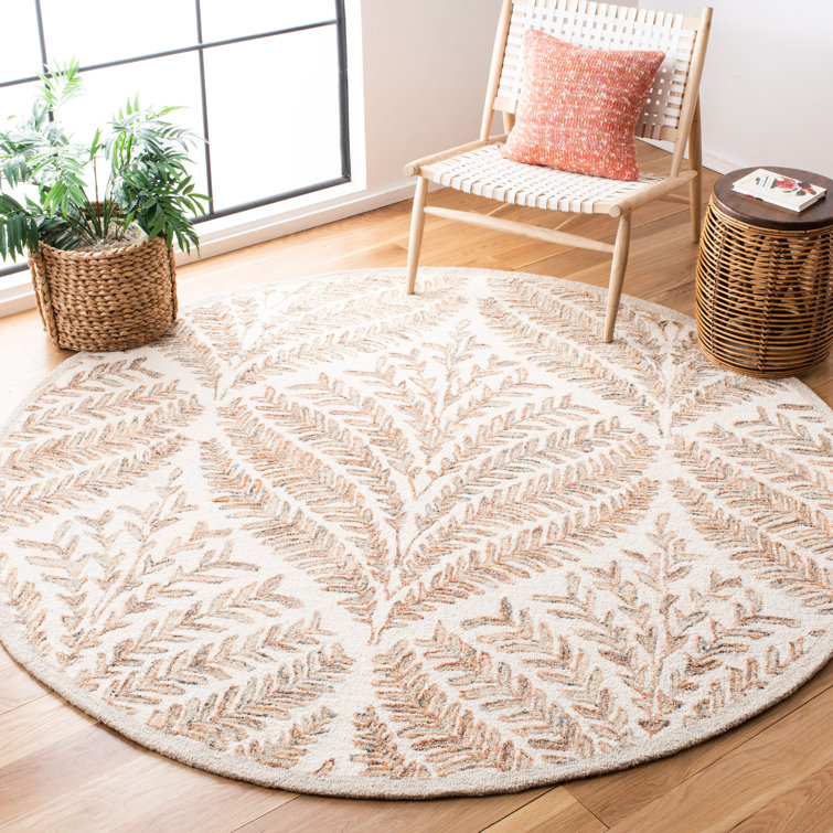Elegante Ivory & Brown Hand-Tufted Wool Square Rug