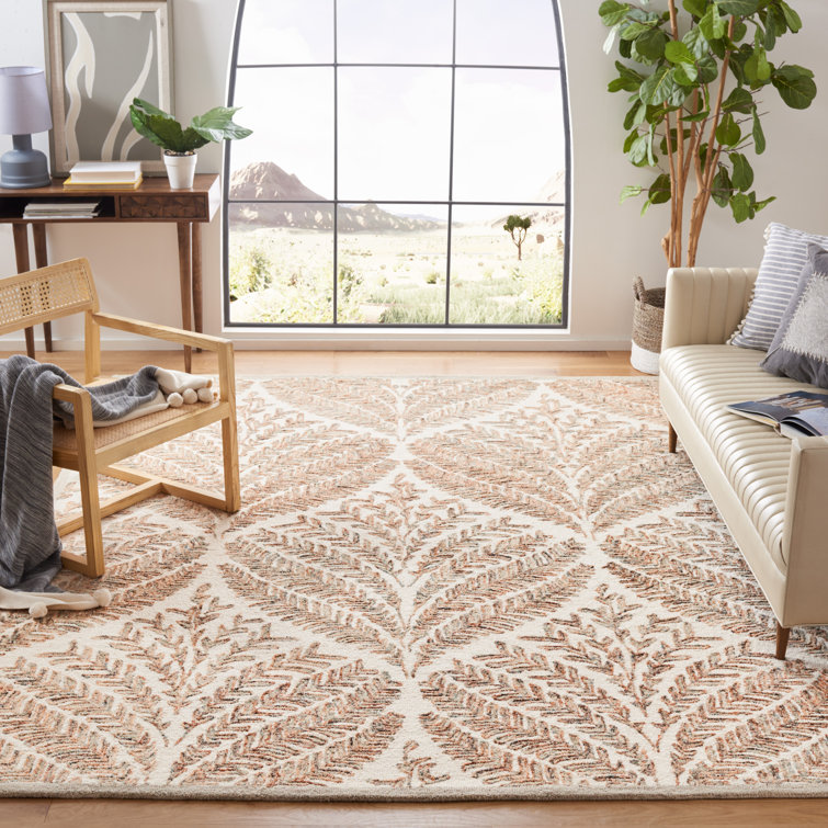 Elegante Ivory & Brown Hand-Tufted Wool Square Rug