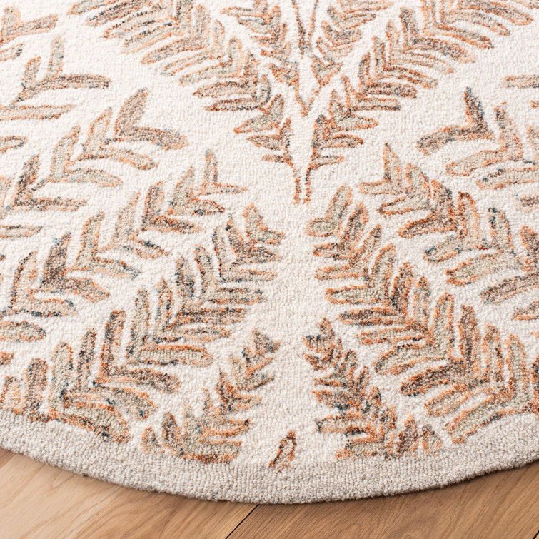 Elegante Ivory & Brown Hand-Tufted Wool Square Rug