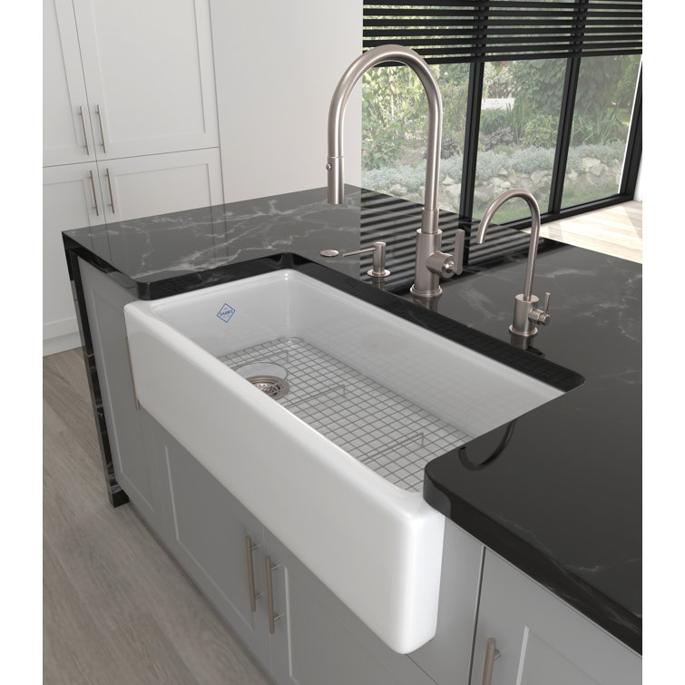 Lancaster 36" White Fireclay Farmhouse Apron Sink