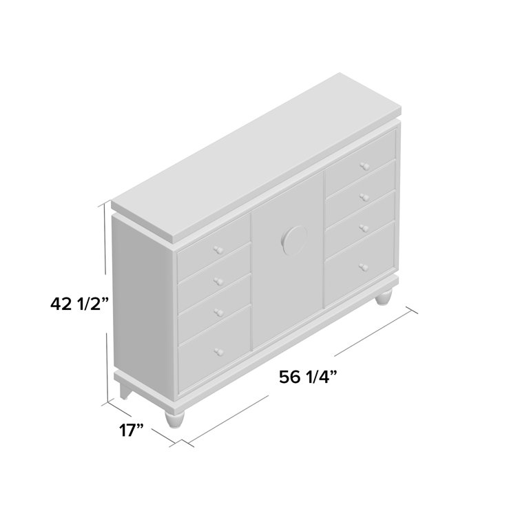 Ivory Double Dresser with Soft Close Drawers and Crystallized Facets