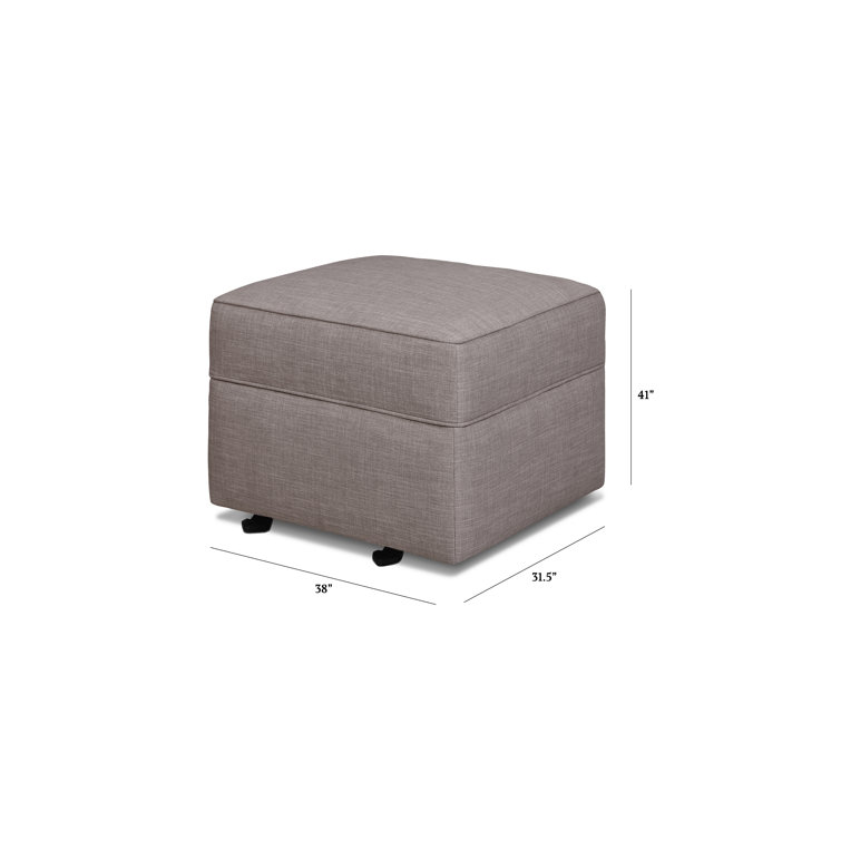 Steel Gray Tweed Square Gliding Ottoman with Metal Frame