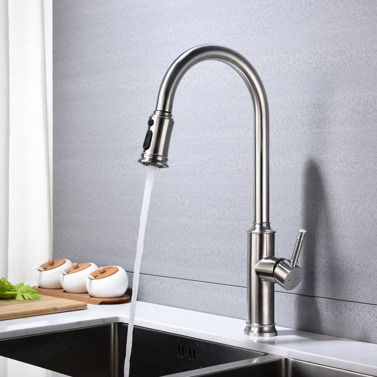 Brushed Nickel Single Handle Pull Down Kitchen Faucet