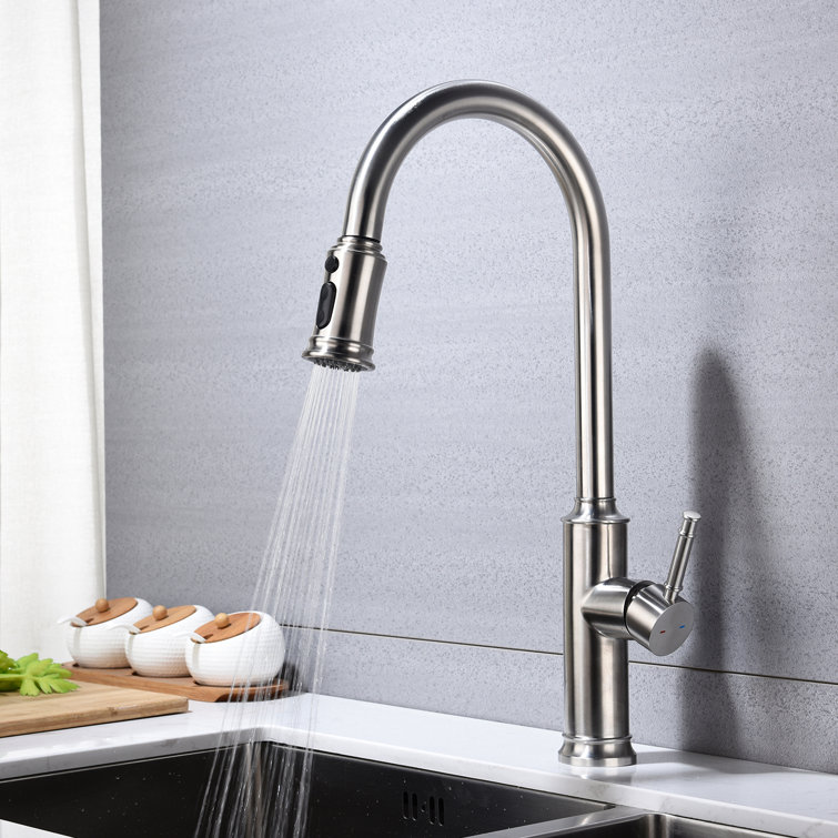 Brushed Nickel Single Handle Pull Down Kitchen Faucet