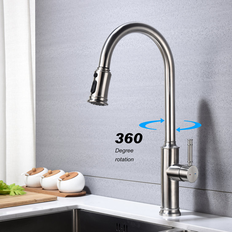 Brushed Nickel Single Handle Pull Down Kitchen Faucet