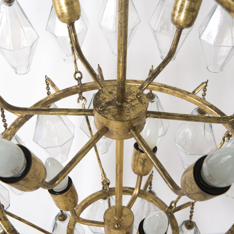 Adeline Gold Leaf and Glass 10-Light Chandelier