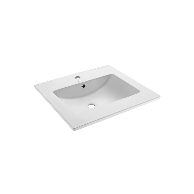 Glossy White Ceramic 24" Single Bathroom Vanity Top