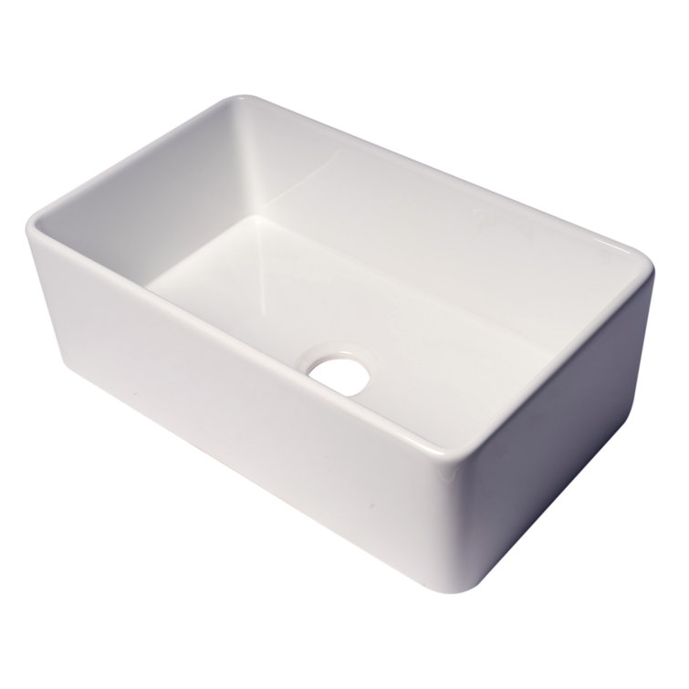 30'' White Fireclay Farmhouse Drop-In Kitchen Sink