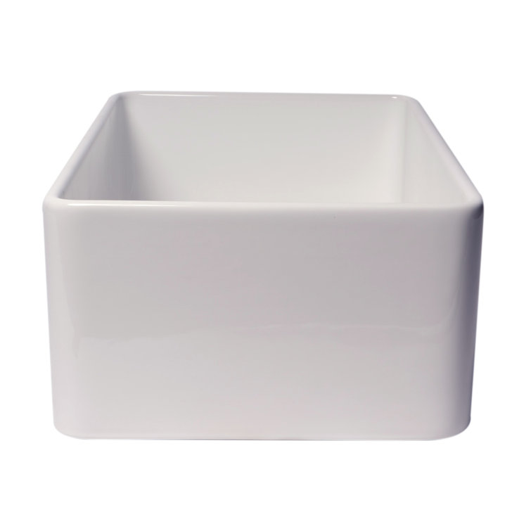 30'' White Fireclay Farmhouse Drop-In Kitchen Sink