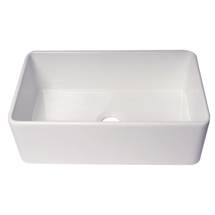 30'' White Fireclay Farmhouse Drop-In Kitchen Sink