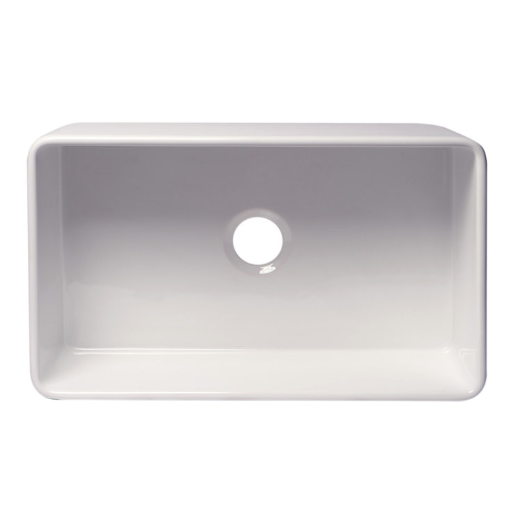 30'' White Fireclay Farmhouse Drop-In Kitchen Sink