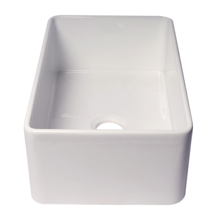 30'' White Fireclay Farmhouse Drop-In Kitchen Sink