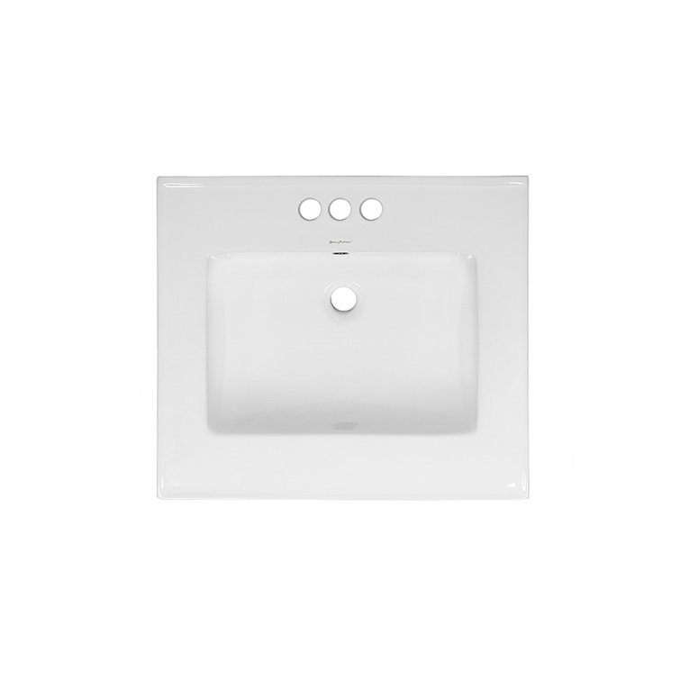 Glossy White Ceramic Vanity Top Sink with Three Faucet Holes