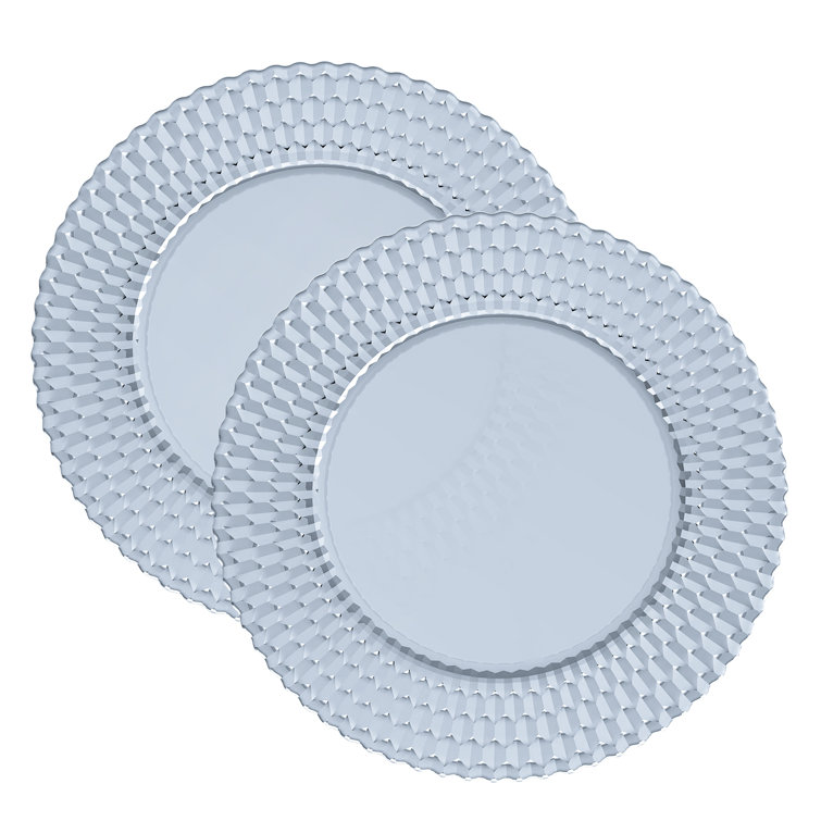 Blue 12.5" Crystal Glass Dinner Plates Set of 2