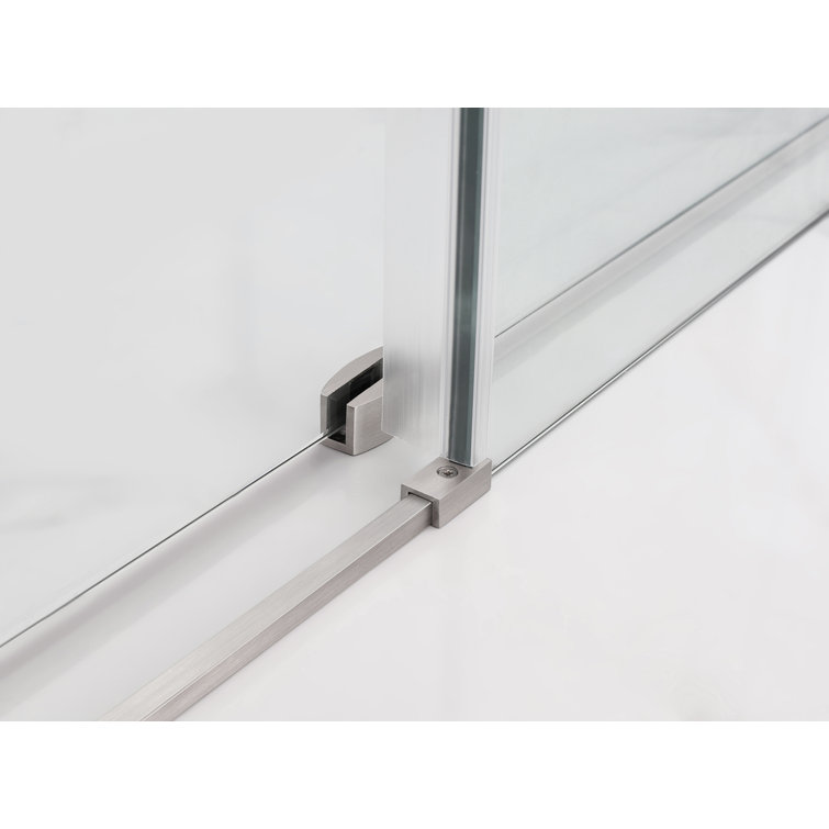 Coraline XL Frameless Sliding Shower Door with Clear Glass and Stainless Steel Hardware