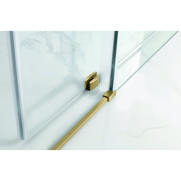 Coraline XL Gold Frameless Sliding Shower Door with Frosted Glass