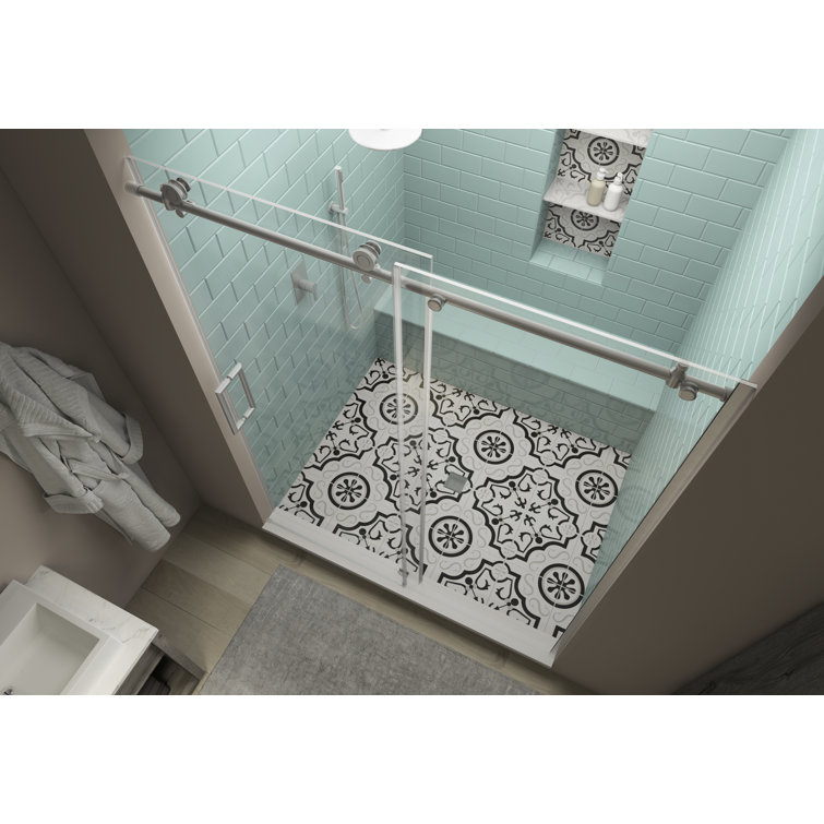 Coraline XL 56" x 80" Frameless Sliding Shower Door in Stainless Steel