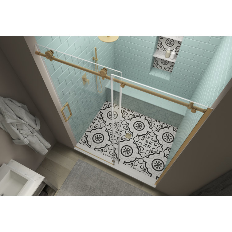 Coraline XL 56" Brushed Gold Frameless Sliding Shower Door