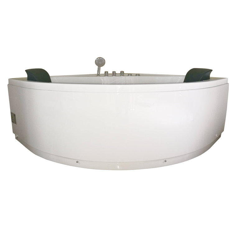 59.13'' White Acrylic Corner Whirlpool Bathtub