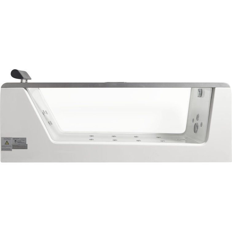 70.88'' White and Clear Acrylic Freestanding Whirlpool Bathtub