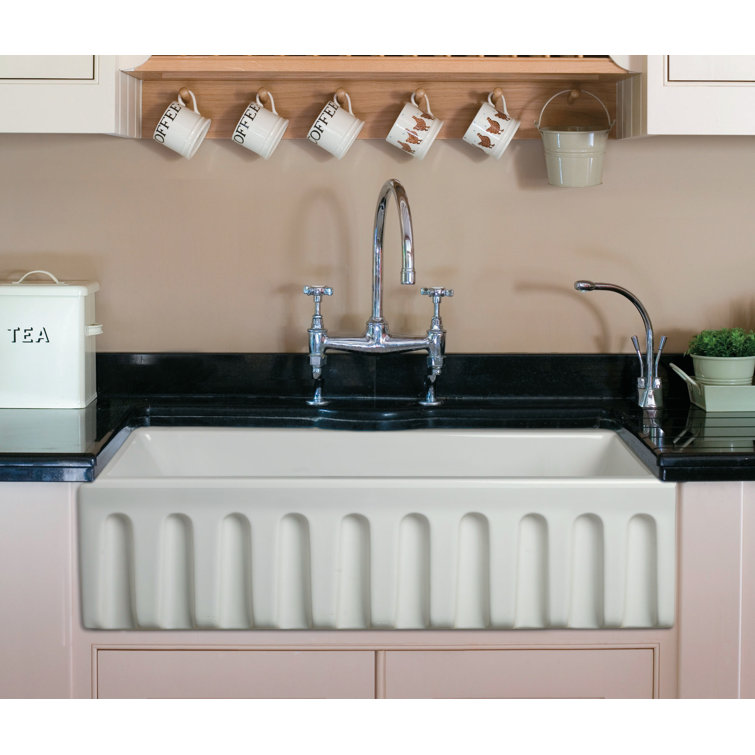 36'' White Fireclay Single Bowl Farmhouse Sink