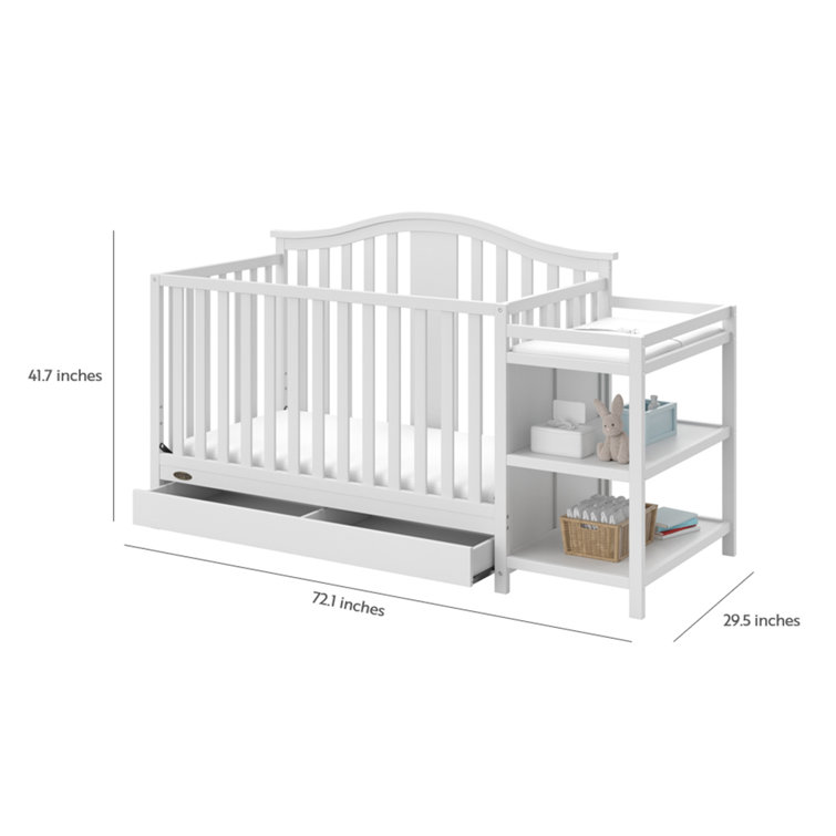 White 4-in-1 Convertible Crib with Changer and Drawer