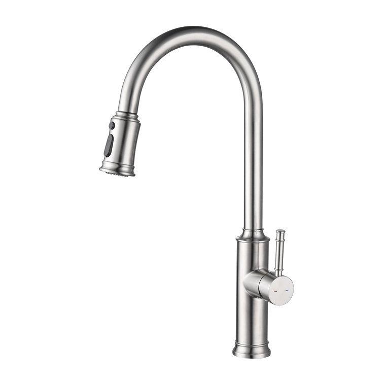 Brushed Nickel Single Handle Pull Down Kitchen Faucet