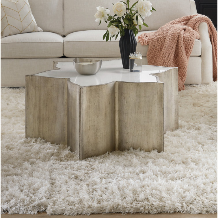 Eglomise Meringue 44" Gold and Cream Flower-Shaped Coffee Table