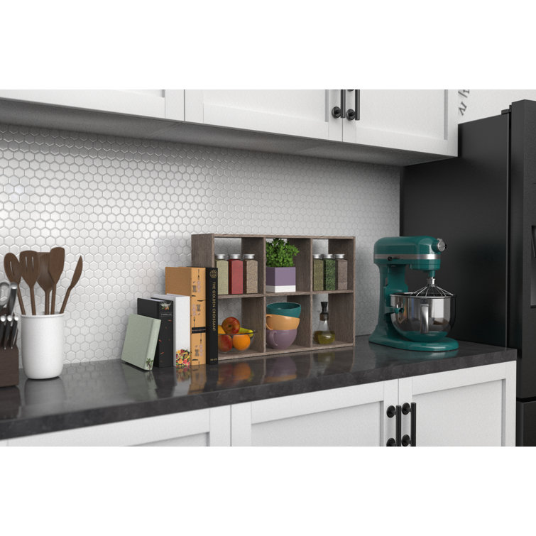 Weathered Gray Wood 6-Cube Floating Wall Organizer