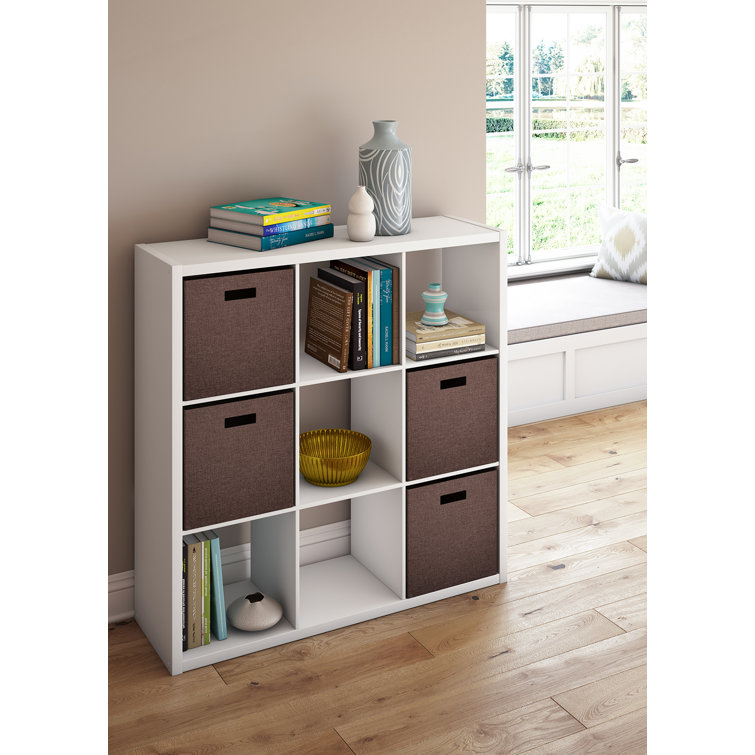 Contemporary White Engineered Wood 9-Cube Organizer for Kids