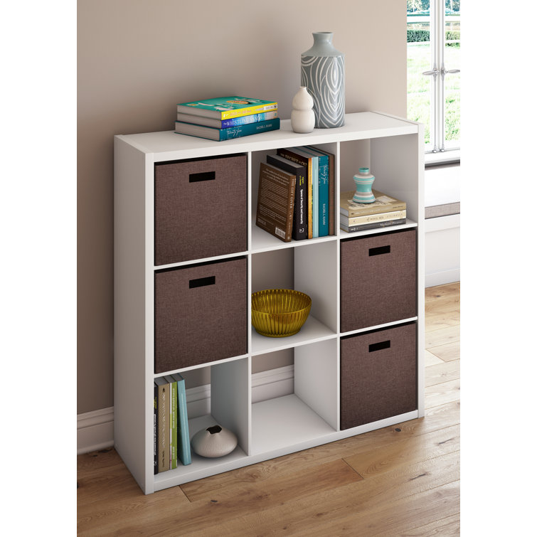 Contemporary White Engineered Wood 9-Cube Organizer for Kids