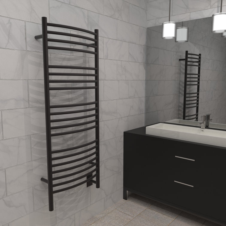 Elegant 53" Bronze Curved Arm Wall-Mounted Towel Warmer