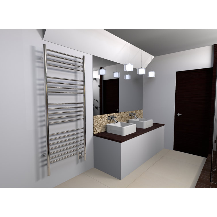 Polished Stainless Steel Electric Towel Warmer with 20 Bars