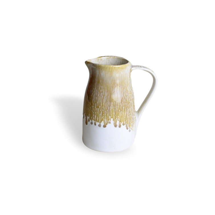 Point Lobos 12 oz White and Brown Ceramic Small Pitcher/Creamer